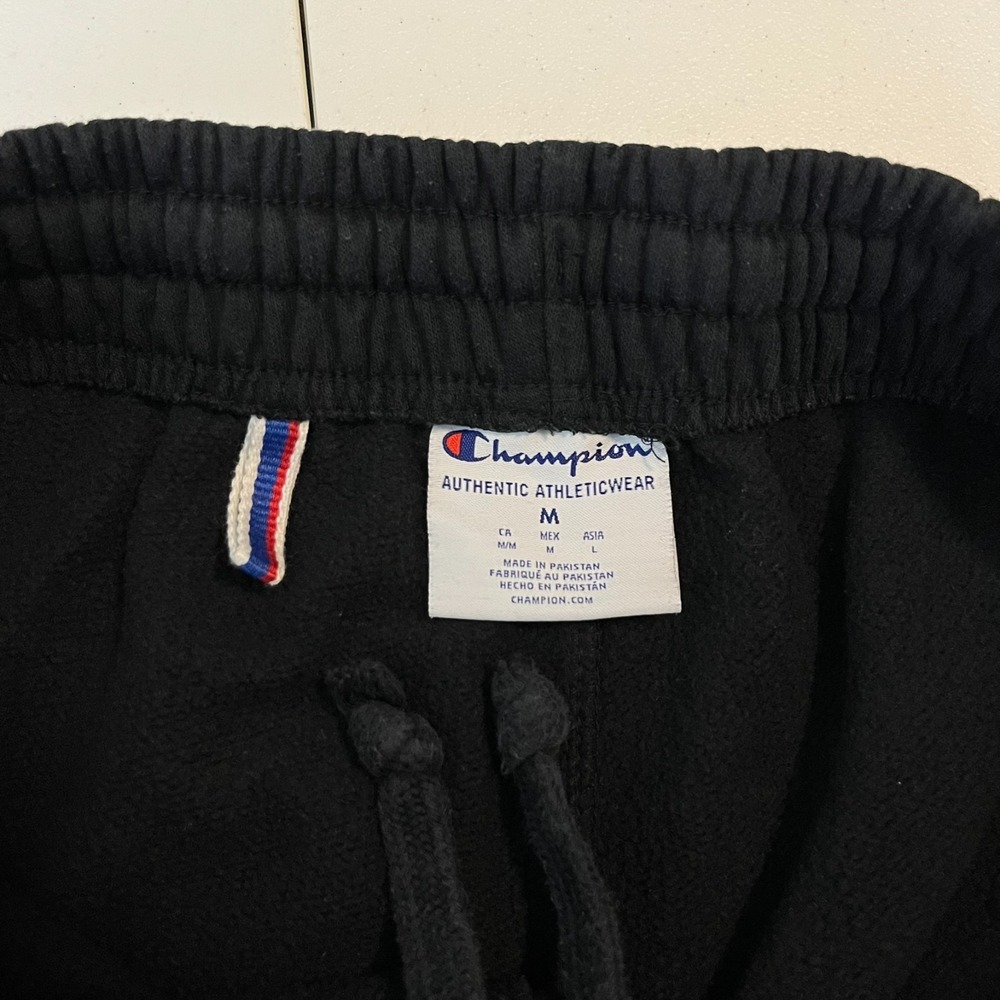 Champion Sweatpants Men's Size M Black Tapered Leg Pockets Drawstring - Picture 9 of 9